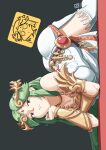  1girl alternate_eye_color armlet ass automatic_giraffe bare_shoulders breasts chain chiton collarbone diadem dress forehead_jewel gold_chain green_hair head_rest highres jewelry kid_icarus kid_icarus_uprising large_breasts long_hair neck_ring palutena parted_bangs pendant red_eyes sideways single_thighhigh solo strapless strapless_dress super_smash_bros. thighhighs vambraces very_long_hair white_dress white_thighhighs 