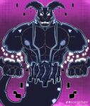  abs anthro biceps big_muscles big_pecs black_body black_fur clenched_teeth five_nights_at_freddy&#039;s five_nights_at_freddy&#039;s:_security_breach five_nights_at_freddy&#039;s:_security_breach_ruin floating floating_hands fur glitch glowing glowing_eyes glowing_markings hi_res lagomorph leporid looking_at_viewer machine male mammal markings muscular muscular_anthro muscular_male mxes_(fnaf) nipples nude pecs rabbit scottgames solo steel_wool_studios teeth yourpaltygar 