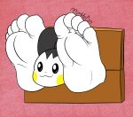  5_toes barefoot big_feet emolga feet foot_fetish foot_focus generation_5_pokemon hi_res huge_feet humanoid_feet hyper hyper_feet marblepan nintendo paws plantigrade pokemon pokemon_(species) restraints stocks toes white_feet 