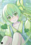  1girl absurdres closed_mouth commentary crossed_bangs daiyousei green_eyes green_hair green_ribbon hair_ribbon heart highres looking_at_viewer ribbon side_ponytail smile solo tofuandsoup touhou 