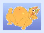  4:3 animal_crossing anthro belly big_belly blue_border border breasts female frumples genitals nintendo pussy solo tangy_(animal_crossing) thick_thighs 