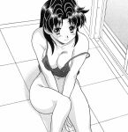  1girl absurdres futari_ecchi greyscale highres katsu_aki monochrome non-web_source onoda_yura smile solo 