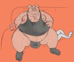  anthro belly big_butt bodily_fluids body bulge butt clothing crimetxt domestic_pig duo facesitting facesitting_in_underwear footwear hair male male/male mammal marsupial nipples overweight possum relaxed_expression sitting_on_another size_difference socks suid suina sus_(pig) sweat 