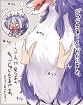  absurd_res after_transformation animal_humanoid blue_body blue_fur blue_hair breast_grab breasts brown_horn chest_grab disembodied_hand dragon dragon_humanoid dragonmaid_(yu-gi-oh!) dragonmaid_nudyarl eyelashes fangs female feral fur furred_dragon hair hand_on_breast hi_res horn humanoid humanoid_hands japanese_text nervous no_pupils open_mouth pictographics regain_illust simple_background solo teeth text translation_request white_body white_fur yu-gi-oh! 