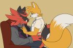  aged_up canid canine fox generation_7_pokemon hi_res incineroar male male/male mammal miles_prower nintendo pokemon pokemon_(species) sega sonic_the_hedgehog_(series) tails_(disambiguation) 