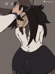  anthro black_body black_fur black_hair bone bottomwear bulge canid canine canis clothed clothing dress_shirt fur girly hair head_pat hi_res legwear malo mammal monster oro97 scp-1471 scp-1471-a scp_foundation shirt skull skull_head tongue tongue_out topwear 