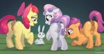  absurd_res anatomically_correct anatomically_correct_genitalia anatomically_correct_pussy angel_(mlp) apple_bloom_(mlp) blush equid equine female friendship_is_magic genitals gogokemono group hasbro hi_res horse lagomorph leporid mammal my_little_pony naughty_smile pony pussy rabbit scootaloo_(mlp) sweetie_belle_(mlp) young 