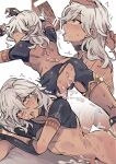  2boys ahegao anal anus ass black_choker blush censored choker cum cum_in_ass cum_in_mouth cyno_(genshin_impact) dark-skinned_male dark_skin eatsthgood genshin_impact grabbing_another&#039;s_hair highres long_hair lying male_focus multiple_boys multiple_views on_stomach open_mouth penis rolling_eyes saliva sex shaded_face simple_background solo_focus sweat torn_clothes white_background yaoi 
