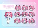  &gt;_&lt; @_@ ^^^ azur_lane blue_hair bremerton_(azur_lane) bremerton_(scorching-hot_training)_(azur_lane) bubble_tea chibi copyright_name cross-shaped_pupils expressions highres light_blue_hair mole multicolored_hair nokachoco114 official_alternate_costume official_art one_eye_closed open_mouth pink_hair sportswear streaked_hair symbol-shaped_pupils tennis_uniform thumbs_up tongue tongue_out twintails v 