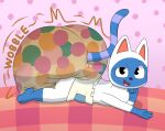  animal_crossing anthro bed big_diaper blue_body blue_fur clothed clothing detailed_background diaper diaper_fetish diaper_lover diaper_mess diaper_only diaper_use domestic_cat eyebrows eyelashes feces felid feline felis female flirting fur furniture half-closed_eyes hand_on_head looking_at_viewer lying lying_on_bed mammal messing_diaper messy_diaper mitzi_(animal_crossing) narrowed_eyes nintendo nyxiettenyxstar on_bed on_front onomatopoeia open_mouth pattern_diaper pink_wall polka_dots pooping raised_eyebrow raised_tail red_blanket smile soiled_diaper soiling soiling_diaper sound_effects squiggle tail tape text topless white_body white_fur 