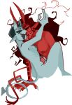  anthro demon demon_humanoid duo entwined_tails guncht gynomorph gynomorph/male horn horned_humanoid humanoid humanoid_on_humanoid intersex intersex/male licking licking_another male red_body red_skin tail tail_coil tongue tongue_out 