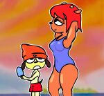  animated anthro blurred_background bovid canid canine canis caprine clothing domestic_dog duo female food hands_behind_head hi_res lammy_lamb loop male male/female mammal one-piece_swimsuit parappa parappa_the_rapper popsicle sheep sony_corporation sony_interactive_entertainment swimwear toedi um_jammer_lammy 