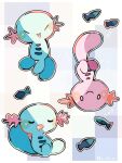  &gt;_&lt; :p alternate_color animal_focus artist_name closed_eyes commentary_request drooling hanabusaoekaki highres no_humans pokemon pokemon_(creature) shiny_pokemon sitting sleeping smile solid_oval_eyes tongue tongue_out upside-down white_background wooper 