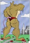  2010 anthro back_muscles big_muscles big_pecs big_quads biped body_size_growth border brown_body brown_fur building butt city clothing cloud color_edit colored cooner fur growth growth_sequence hi_res huge_muscles macro male mammal mouse murid murine muscle_growth muscular muscular_anthro muscular_male nipples notveryathletic page_number pecs plant rear_view red_clothing red_underwear road rodent size_transformation sky skyscraper solo standing street tail text third-party_edit toony transformation tree underwear url white_border 
