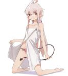  1girl ahoge barefoot brown_eyes collarbone demon_tail full_body grey_hair hair_between_eyes heart heart-shaped_pupils kneeling long_hair looking_at_viewer multicolored_hair onii-chan_wa_oshimai! oyama_mahiro pink_hair pointy_ears pubic_tattoo pussy sidelocks smile solo split_mouth symbol-shaped_pupils tail tattoo two-tone_hair very_long_hair yituonongtang 