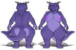 anthro aster_(anamazingkobold) band1tnsfw big_butt breasts butt clitoris female genitals hi_res horn humanoid kobold leg_markings markings non-mammal_breasts purple_body purple_eyes purple_scales scales scalie short_stack solo stout thick_thighs thigh_markings 