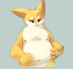  anthro brown_eyes countershading fur grey_background head_tuft hi_res male mammal navel neck_tuft nipples nude overweight overweight_male portrait simple_background smite_(artist) smite_(character) solo three-quarter_portrait tuft white_body white_countershading yellow_body yellow_fur 