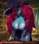  absurd_res anthro big_breasts breasts cleavage clothed clothing female generation_2_pokemon generation_5_pokemon hair hi_res huge_breasts hybrid misdreavus nintendo pokemon pokemon_(species) red_hair solo thyhsilverfeet zoroark 