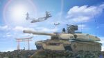  aircraft blue_sky chinese_commentary cloud commentary_request highres military military_vehicle motor_vehicle no_humans original outdoors ptsd0818 radio_antenna scenery science_fiction sky tank tiltrotor turret united_states_army vehicle_focus 