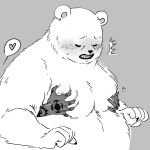  &lt;3 anthro bear belly bepo_(one_piece) blush clothed clothing duo groping_from_behind hand_tattoo human male male/male mammal moob_grab moobs nekokat42 one_piece overweight tattoo topless trafalgar_law 
