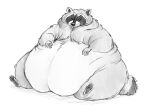  anthro belly big_belly big_butt butt facial_markings fat_rolls fur gandere grey_body grey_fur hands_on_stomach head_markings huge_butt male mammal markings mask_(marking) monochrome morbidly_obese morbidly_obese_anthro morbidly_obese_male nude obese obese_anthro obese_male overweight overweight_anthro overweight_male procyonid raccoon ring_(marking) ringtail semi-anthro simple_background sitting solo tail tail_markings thick_thighs white_background wide_hips 