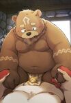  2023 absurd_res anthro bear belly big_belly brown_body brown_fur crave_saga detailed_background duo fur gabu_(crave_saga) hand_holding hi_res humanoid_hands inside kemono male male/male mammal mandu_kuma moobs nipples overweight overweight_male 