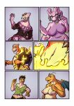  anthro areola biobasher border breast_growth breasts charizard clothing colored comic dialogue dragonite eyewear eyewear_only female fire gender_transformation generation_1_pokemon generation_6_pokemon glasses glasses_only goodra growth hi_res human male mammal navel nintendo nipples nude pokemon pokemon_(species) simple_background species_transformation tail_growth torn_clothing transformation transformation_sequence white_border wing_growth wings 