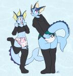  anthro blue_body blush clothed clothing diaper digital_media_(artwork) duo eeveelution female fur generation_1_pokemon hi_res juneberrysprout male male/female nintendo pokemon pokemon_(species) simple_background vaporeon 