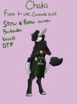  anthro apron apron_only barista black_body black_fur chaka_(frostedscales) cleaning clothing english_text female frostedscales fur hi_res horizontal_pupils mammal mug one_eye_obstructed pupils solo tail text the_nature_of_predators venlil_(the_nature_of_predators) wool_(fur) wool_hair 