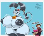  2023 alternate_form animal_humanoid bell bell_collar big_breasts black_bottomwear black_clothing black_legwear black_nipples black_pants black_thigh_highs black_topwear blue_body blueberrygrizzly bottomwear bovid bovid_humanoid bovine bovine_humanoid breasts brit_crust cattle_humanoid chubby_female clothing collar cowbell cross-popping_vein ear_tag english_text facial_piercing female group hat headgear headwear hi_res huge_breasts huge_thighs human humanoid jenny_wakeman laugh legwear machine mammal mammal_humanoid mostly_nude motion_lines my_life_as_a_teenage_robot navel nickelodeon nipples nose_piercing open_mouth pants piercing pink_bottomwear pink_clothing pink_hat pink_headwear pink_shorts robot robot_humanoid septum_piercing shorts standing tail text thick_thighs thigh_highs tiff_crust topwear trio wide_hips 