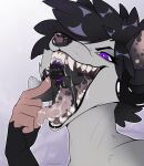  anthro canid canine canis cmitchell duo female hi_res male male/female mammal marsupial mouth_shot open_mouth piercing possum purple_eyes teeth tongue vore wolf 