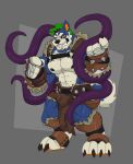  abs alonzo_(kai_nadare) anthro bulge canid canine canis domestic_dog harness hi_res higgsfigs husky male mammal muscular muscular_anthro muscular_male nipples nordic_sled_dog pecs solo spitz tentacles 
