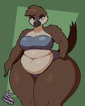  anthro avian big_breasts big_butt bra breasts butt cleavage clothed clothing female hand_on_hip hi_res huge_butt lonnyk slightly_chubby solo strapless_bra strapless_clothing strapless_underwear underwear 