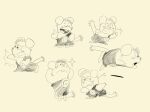  2023 anthro biped chibi clothed clothing eyes_closed gamba_no_bouken gamba_no_bouken_(series) ganba hi_res hikari_gamba mammal mouse multiple_poses murid murine pose rodent simple_background solo 