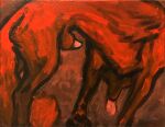  acrylic_painting_(artwork) animal_genitalia canid canine feral genitals male mammal matuska painting_(artwork) penis penis_tip sheath solo tongue tongue_out traditional_media_(artwork) 