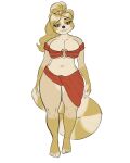  anthro big_breasts blackbetty blonde_hair bottomwear breasts cleavage clothed clothing female franciene_(tango&#039;s_family) hair hi_res looking_at_viewer mammal procyonid raccoon smile solo thick_thighs 