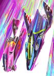  afukuro blue_falcon canopy_(aircraft) f-zero from_above highres hover_vehicle motion_lines no_humans race_vehicle racing science_fiction thrusters vehicle_focus 
