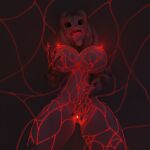  2023 3d_(artwork) absurd_res anthro arm_fur big_breasts bodily_fluids breasts canid canine cumminham digital_media_(artwork) empty_eyes female fingers genital_fluids genitals gesture glowing glowing_genitalia glowing_nipples glowing_pussy hi_res lines_on_body mal0 malo mammal marks_on_body monster nipples occamsrazorart open_mouth pussy pussy_juice pussy_juice_string red_lines saliva scp-1471 scp-1471-a scp_foundation solo solo_focus tongue tongue_out v_sign white_body 