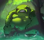  anthro belly big_belly branch catfish convenient_censorship demon digital_media_(artwork) fish forest forest_background glowing glowing_eyes green_body hi_res iceivory league_of_legends light looking_at_viewer male male_anthro marine nature nature_background nude nude_anthro nude_male outside overweight overweight_anthro overweight_male partially_submerged plant riot_games sharp_teeth sitting smile solo tahm_kench_(lol) teeth teeth_showing tree water whiskers yellow_eyes 
