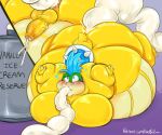  &lt;3 addiction anthro belly belly_expansion belly_inflation blush butt dessert ejaculation expansion food genitals hi_res hose_in_butt hose_in_mouth hose_inflation ice_cream immobile inflation inflation_fetish koopa koopaling larry_koopa looking_pleasured lying male mario_bros moobs nephiliahive nintendo on_front penis puffed_cheeks scalie solo tail 