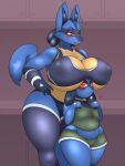  &lt;3 &lt;3_eyes 3:4 5_fingers absurd_res anthro armor belly big_breasts blue_body blue_clothing blush boob_hat bottomwear bra breast_squish breasts cel_shading cleavage cleavage_cutout clothed clothing curvy_figure cute_fangs duo eye_contact female fingers gauntlets generation_4_pokemon girly glistening glistening_body glistening_clothing gloves gloves_(marking) green_clothing hand_holding hand_on_hip hand_on_shoulder handwear hi_res huge_breasts huge_thighs inner_ear_fluff inside johnmarten leggings legwear looking_at_another looking_down looking_up lucario male male/female markings midriff multicolored_body multicolored_clothing narrowed_eyes navel nintendo nipple_outline open_mouth panties pokemon pokemon_(species) portrait purple_background red_eyes riolu shaded shirt short_stack shorts simple_background skimpy slightly_chubby spikes spikes_(anatomy) sports_bra squish standing tagme tank_top thick_thighs three-quarter_portrait topwear tuft two_tone_body two_tone_clothing under_boob underwear voluptuous wide_hips 