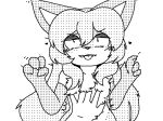  &lt;3 ambiguous_gender anthro averi_(fiddleafox) canid canine duo female female_anthro fox fur gloves_(marking) hair human leg_markings looking_at_viewer mammal markings monochrome socks_(marking) tongue tongue_out touching_chest unknown_artist 