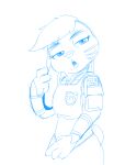  anthro clothing disney female hair holding_ear judy_hopps lagomorph leporid line_art looking_at_viewer mammal police_uniform rabbit scar simple_background solo spoof_(artist) uniform white_background zistopia zootopia 