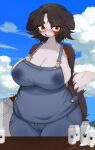  absurd_res amaverse angel_welina anthro bernese_mountain_dog big_breasts bodily_fluids bottle breast_milking breasts canid canine canis clothing container curvy_figure dairy_products domestic_dog female female_anthro food furniture hair hi_res huge_breasts kemono lactating lactating_through_clothing looking_at_viewer mammal mei_kemo milk milk_bottle milk_container molosser mountain_dog overalls shy sky slightly_chubby smile smiling_at_viewer solo swiss_mountain_dog table thick_thighs voluptuous wet wet_clothing 