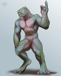  amphibian anthro frog hi_res male mamaubear muscular muscular_anthro muscular_male pecs solo 