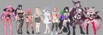  6+girls ahoge animal_ears arm_tattoo ass_visible_through_thighs bag barefoot black_hair blonde_hair blue_eyes breasts character_request collarbone commentary cooterzi copyright_request covered_navel dress english_commentary female_pubic_hair fingerless_gloves fishnets full_body gloves green_eyes grey_eyes grey_hair gun hair_between_eyes handbag handgun hat heart heart_ahoge heterochromia high_heels highres holding holding_gun holding_phone holding_weapon holding_whip horns indie_virtual_youtuber kneehighs large_breasts leg_tattoo long_hair looking_at_viewer medium_breasts mole mole_under_mouth multiple_girls open_mouth pasties phone pink_eyes pink_hair pointy_ears ponytail pubic_hair pubic_tattoo red_eyes short_hair single_kneehigh single_sock single_thighhigh skindentation skirt socks standing tattoo teeth thigh_strap thighhighs tongue tongue_out twintails underboob virtual_youtuber weapon whip 