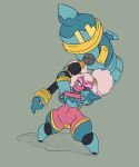  6:5 armor belly big_breasts breasts female generation_9_pokemon hair hi_res huge_breasts imric1251 nintendo nipples pink_body pink_eyes pink_hair pink_skin pokemon pokemon_(species) short_hair short_stack solo tinkaton unconvincing_armor weapon 
