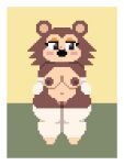  animal_crossing anthro breasts brown_body clothing digital_media_(artwork) eulipotyphlan female genitals hand_on_hip hedgehog legwear mammal nintendo pixel_(artwork) pussy sable_able solo ssspankeer stockings 