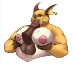 anthro belly big_belly big_breasts bodily_fluids breast_play breasts cum duo erection fur generation_1_pokemon genital_fluids genitals hi_res humanoid_hands male male/male mightyoceano moobs nintendo nipples nude overweight overweight_anthro overweight_male penis pokemon pokemon_(species) precum raichu simple_background sweat white_background white_body white_fur yellow_body yellow_fur 
