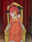  commentary_request head_wings izabera0623 nose_bubble original red_hair saliva sleeping tagme throne 
